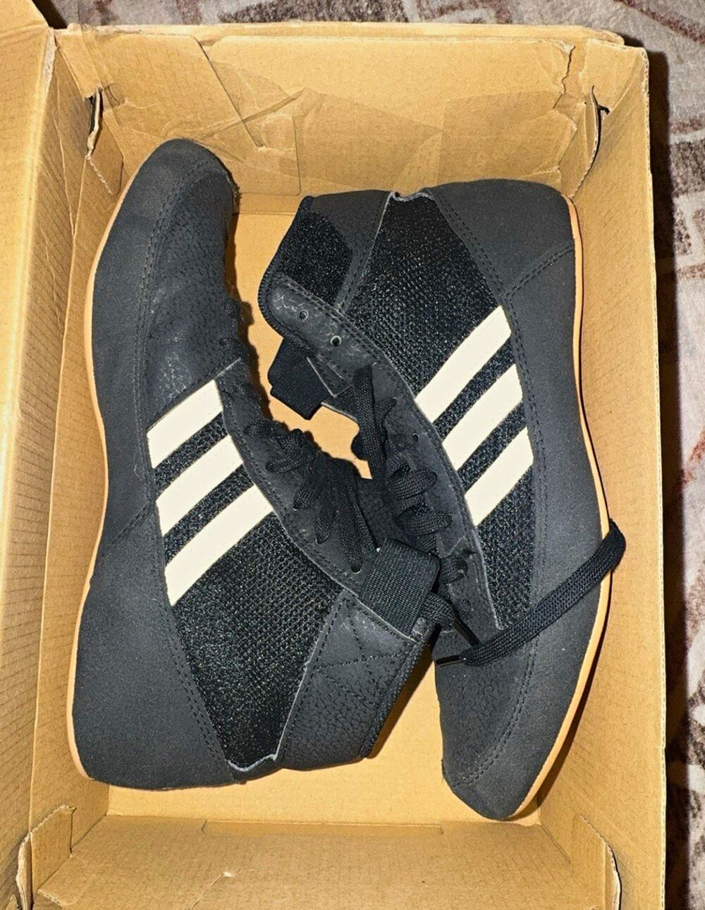 adidas HVC K Wrestling Shoes Black/Gray/White High Top youth Size 5